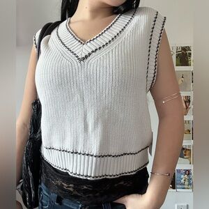 NWT White and Black Knit Tank Top